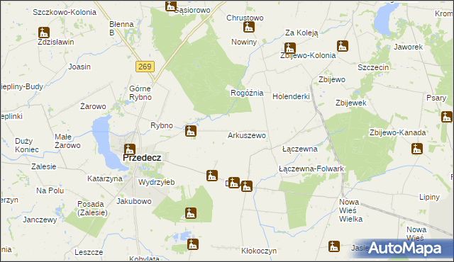 mapa Arkuszewo, Arkuszewo na mapie Targeo