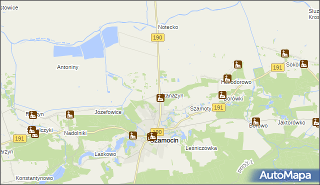 mapa Atanazyn, Atanazyn na mapie Targeo