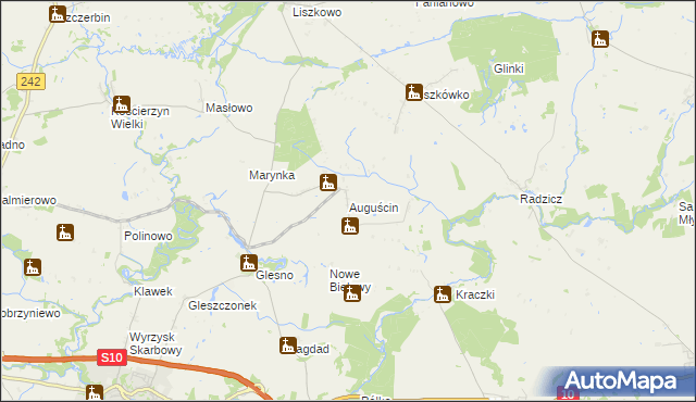 mapa Auguścin, Auguścin na mapie Targeo