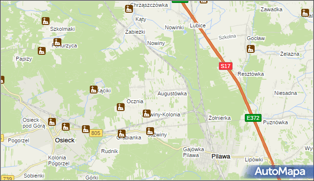 mapa Augustówka gmina Osieck, Augustówka gmina Osieck na mapie Targeo