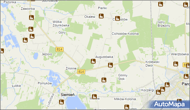 mapa Augustówka gmina Siemień, Augustówka gmina Siemień na mapie Targeo