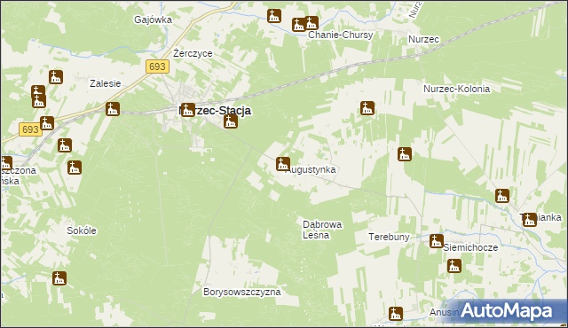 mapa Augustynka gmina Nurzec-Stacja, Augustynka gmina Nurzec-Stacja na mapie Targeo