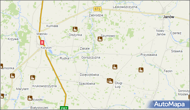 mapa Aulakowszczyzna, Aulakowszczyzna na mapie Targeo