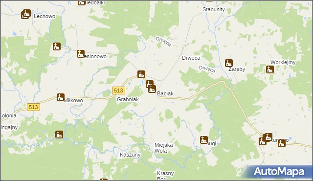 mapa Babiak gmina Lidzbark Warmiński, Babiak gmina Lidzbark Warmiński na mapie Targeo