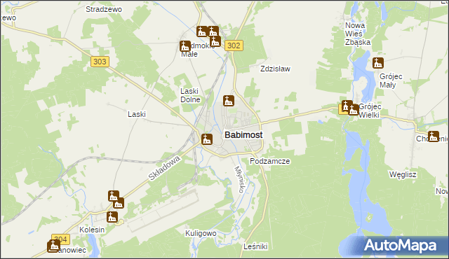 mapa Babimost, Babimost na mapie Targeo