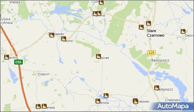 mapa Babinek gmina Bielice, Babinek gmina Bielice na mapie Targeo