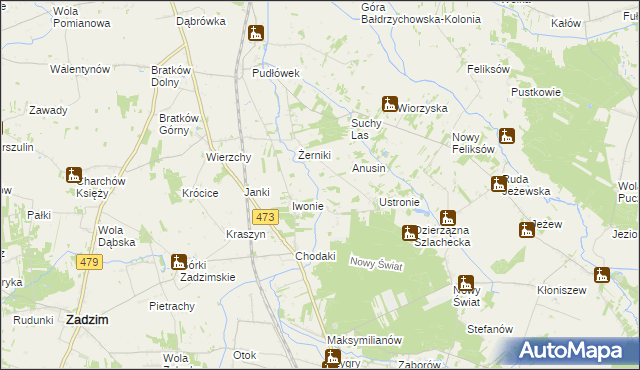 mapa Babiniec gmina Zadzim, Babiniec gmina Zadzim na mapie Targeo