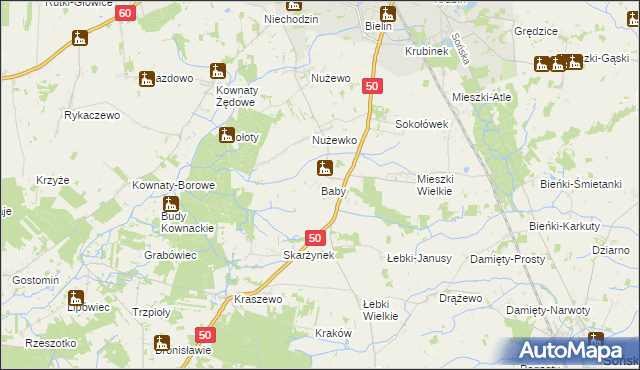 mapa Baby gmina Ciechanów, Baby gmina Ciechanów na mapie Targeo