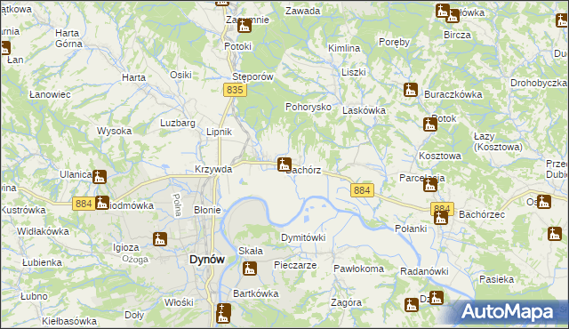 mapa Bachórz gmina Dynów, Bachórz gmina Dynów na mapie Targeo