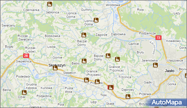 mapa Bączal Dolny, Bączal Dolny na mapie Targeo
