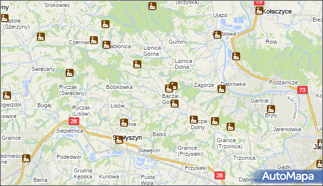 mapa Bączal Górny, Bączal Górny na mapie Targeo
