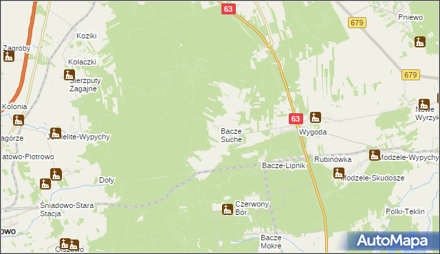 mapa Bacze Suche, Bacze Suche na mapie Targeo
