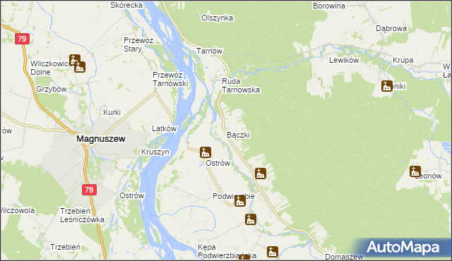 mapa Bączki gmina Maciejowice, Bączki gmina Maciejowice na mapie Targeo