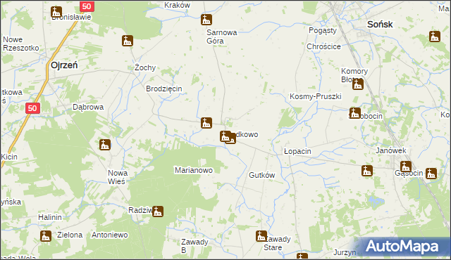 mapa Bądkowo gmina Sońsk, Bądkowo gmina Sońsk na mapie Targeo