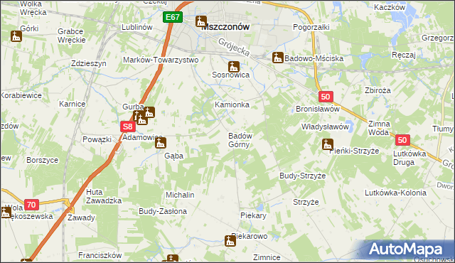 mapa Badów Górny, Badów Górny na mapie Targeo