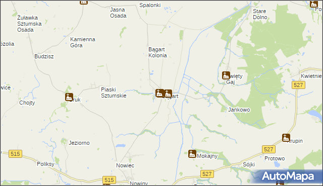 mapa Bągart gmina Dzierzgoń, Bągart gmina Dzierzgoń na mapie Targeo