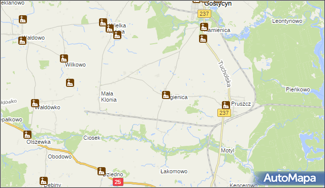 mapa Bagienica, Bagienica na mapie Targeo