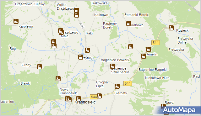 mapa Bagienice-Folwark, Bagienice-Folwark na mapie Targeo