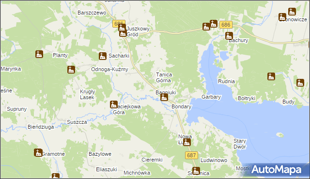 mapa Bagniuki, Bagniuki na mapie Targeo