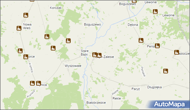 mapa Bajki-Zalesie, Bajki-Zalesie na mapie Targeo