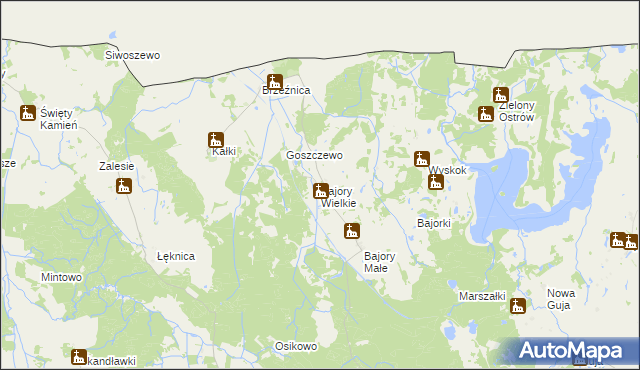 mapa Bajory Wielkie, Bajory Wielkie na mapie Targeo