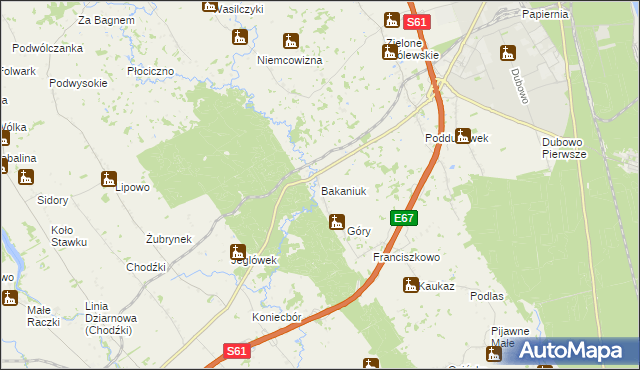 mapa Bakaniuk, Bakaniuk na mapie Targeo
