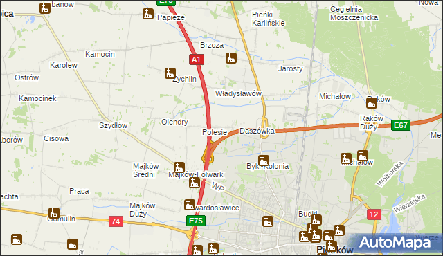 mapa Bąkowiec gmina Grabica, Bąkowiec gmina Grabica na mapie Targeo