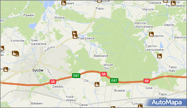 mapa Bałdowice, Bałdowice na mapie Targeo