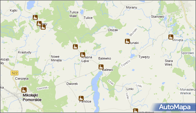 mapa Balewko, Balewko na mapie Targeo