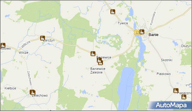 mapa Baniewice, Baniewice na mapie Targeo