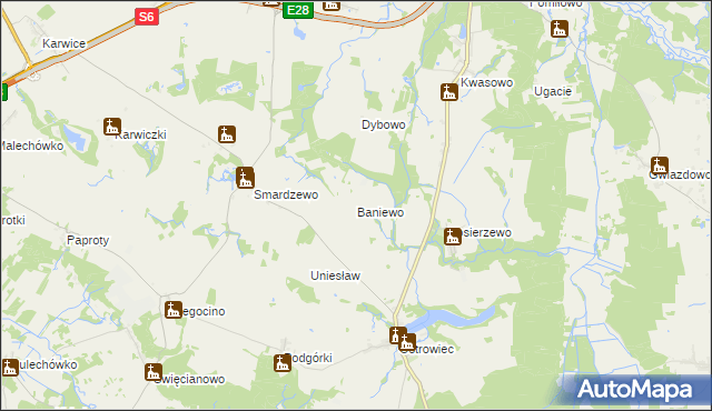 mapa Baniewo, Baniewo na mapie Targeo