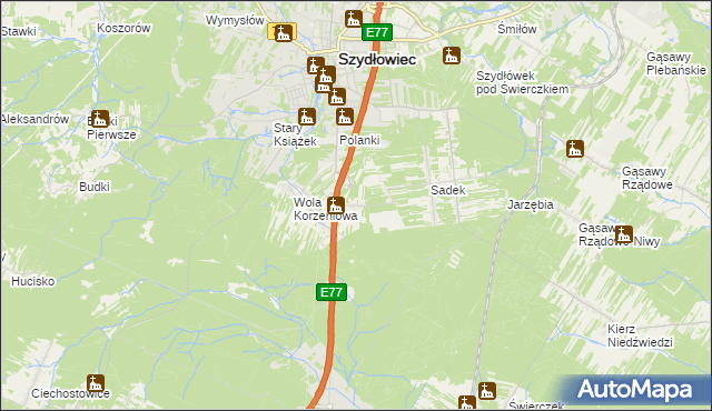 mapa Barak gmina Szydłowiec, Barak gmina Szydłowiec na mapie Targeo