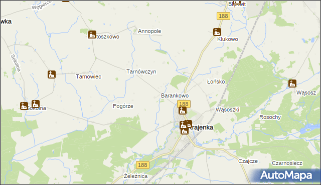 mapa Barankowo, Barankowo na mapie Targeo