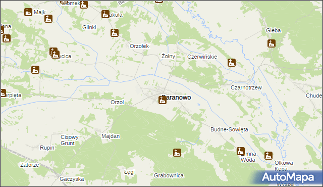 mapa Baranowo powiat ostrołęcki, Baranowo powiat ostrołęcki na mapie Targeo