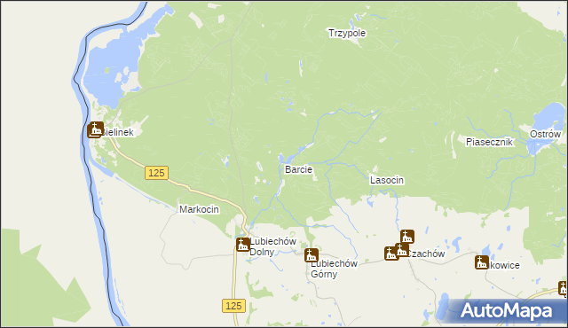 mapa Barcie gmina Cedynia, Barcie gmina Cedynia na mapie Targeo