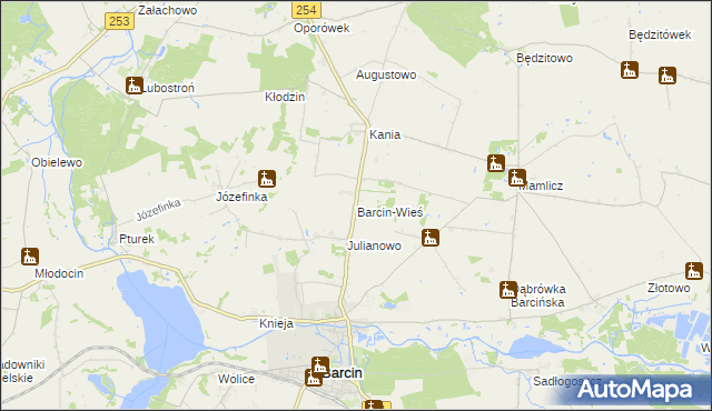 mapa Barcin-Wieś, Barcin-Wieś na mapie Targeo