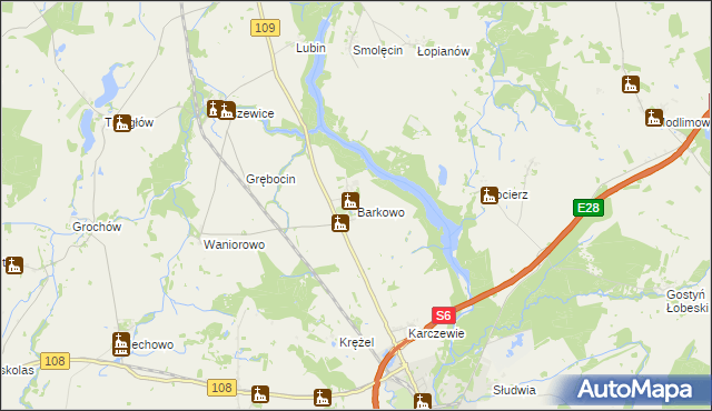 mapa Barkowo gmina Gryfice, Barkowo gmina Gryfice na mapie Targeo