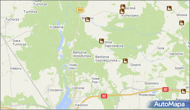 mapa Barłożnia Gościeszyńska, Barłożnia Gościeszyńska na mapie Targeo