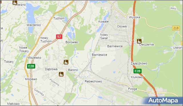 mapa Barniewice, Barniewice na mapie Targeo