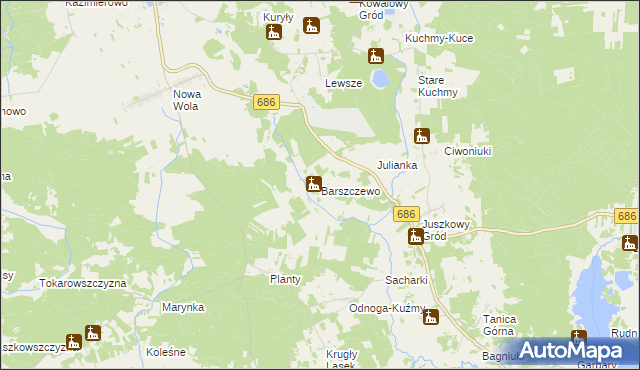 mapa Barszczewo gmina Michałowo, Barszczewo gmina Michałowo na mapie Targeo