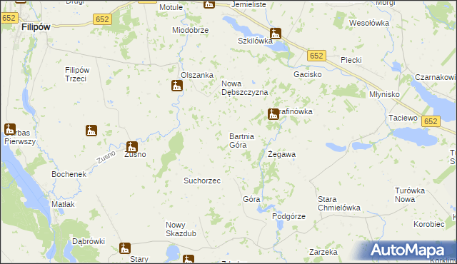 mapa Bartnia Góra, Bartnia Góra na mapie Targeo