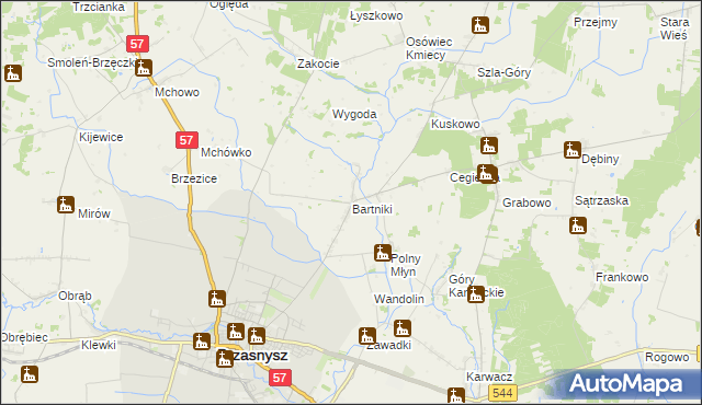 mapa Bartniki gmina Przasnysz, Bartniki gmina Przasnysz na mapie Targeo