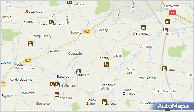 mapa Bartołdy, Bartołdy na mapie Targeo