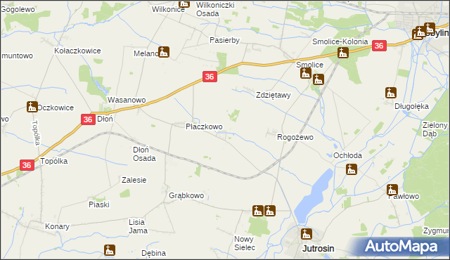 mapa Bartoszewice gmina Jutrosin, Bartoszewice gmina Jutrosin na mapie Targeo