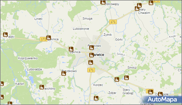 mapa Barwice, Barwice na mapie Targeo