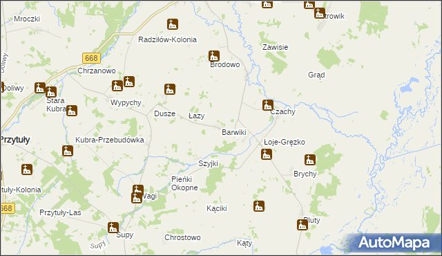 mapa Barwiki, Barwiki na mapie Targeo