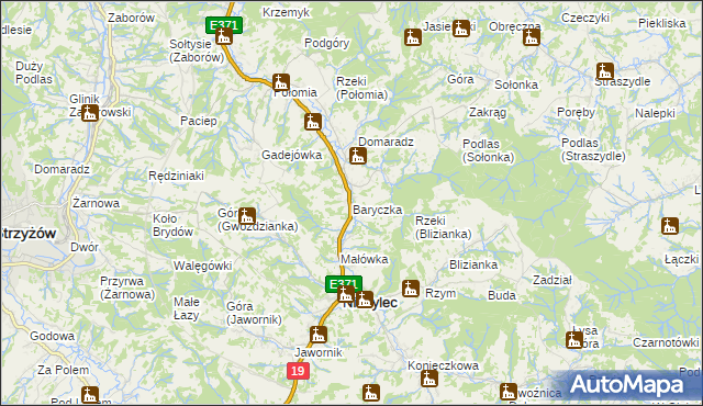 mapa Baryczka gmina Niebylec, Baryczka gmina Niebylec na mapie Targeo