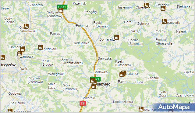 mapa Baryczka gmina Niebylec, Baryczka gmina Niebylec na mapie Targeo