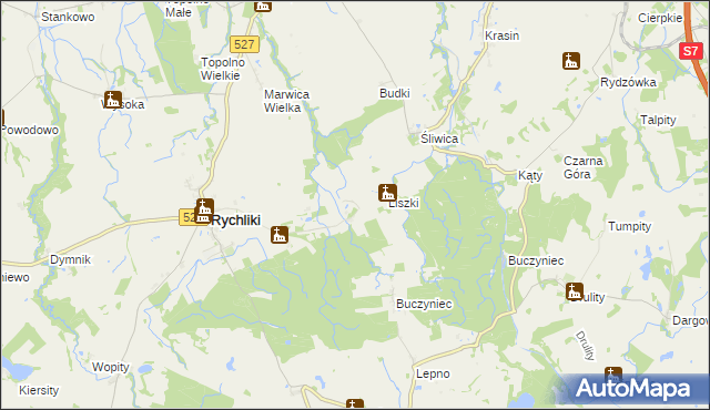 mapa Barzyna gmina Rychliki, Barzyna gmina Rychliki na mapie Targeo