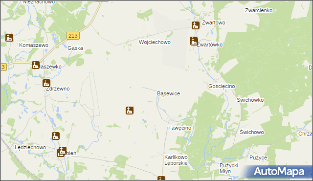 mapa Bąsewice, Bąsewice na mapie Targeo